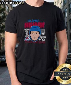 Awesome Nathan Mackinnon big head cartoon T-shirt for Colorado Avalanche fans, showcasing NHL spirit and style.
