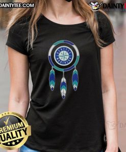 Awesome Native American Indians X Seattle Mariners baseball ladies tee showcasing vibrant design and team spirit.