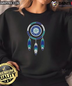Awesome Native American Indians X Seattle Mariners baseball sweatshirt featuring vibrant graphics and team colors.