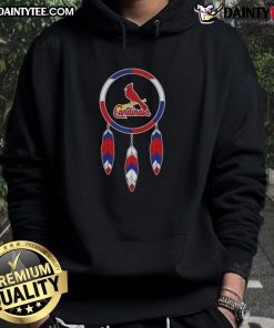Alt Text: Awesome Native American Indians X St. Louis Cardinals baseball hoodie featuring vibrant team colors and logo.