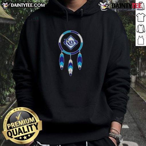 Awesome Native American Indians X Tampa Bay Rays baseball hoodie featuring vibrant graphics and team colors.