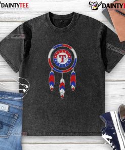Awesome Native American Indians X Texas Rangers baseball washed t-shirt featuring vibrant graphics and a comfortable fit.