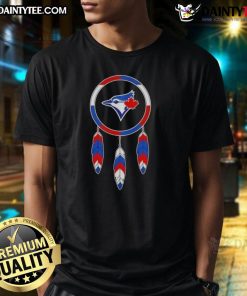 Awesome Native American Indians X Toronto Blue Jays baseball t-shirt featuring vibrant graphics and bold team colors.