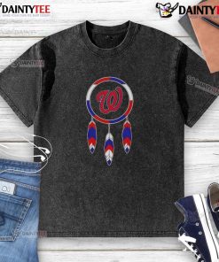 Awesome Native American Indians X Washington Nationals baseball washed t-shirt featuring vibrant graphics and comfortable fit.