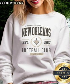 Awesome New Orleans Saints Football Club sweatshirt featuring team colors and logo, perfect for fans and game day attire.