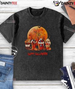 Awesome New Orleans Saints Happy Halloween coffee-washed t-shirt featuring festive design and team logo.