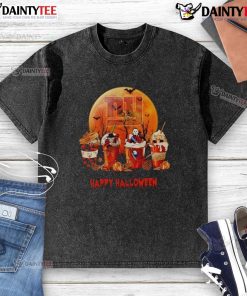 Awesome New York Giants Happy Halloween coffee-washed t-shirt featuring festive graphics and team colors.
