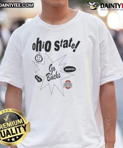 Awesome Ohio State Buckeyes Football Go Bucks T-Shirt featuring the iconic logo in scarlet and gray colors.