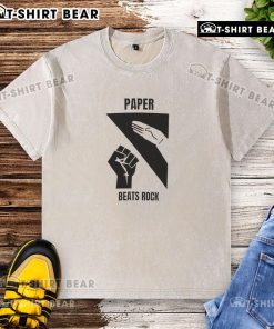 Awesome Paper Beats Rock washed t-shirt featuring a fun graphic design, perfect for casual wear and unique style.
