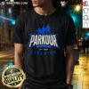 Awesome Parkour Hardcore Team Est 2009 Scranton T-Shirt featuring dynamic parkour graphics and bold team branding.