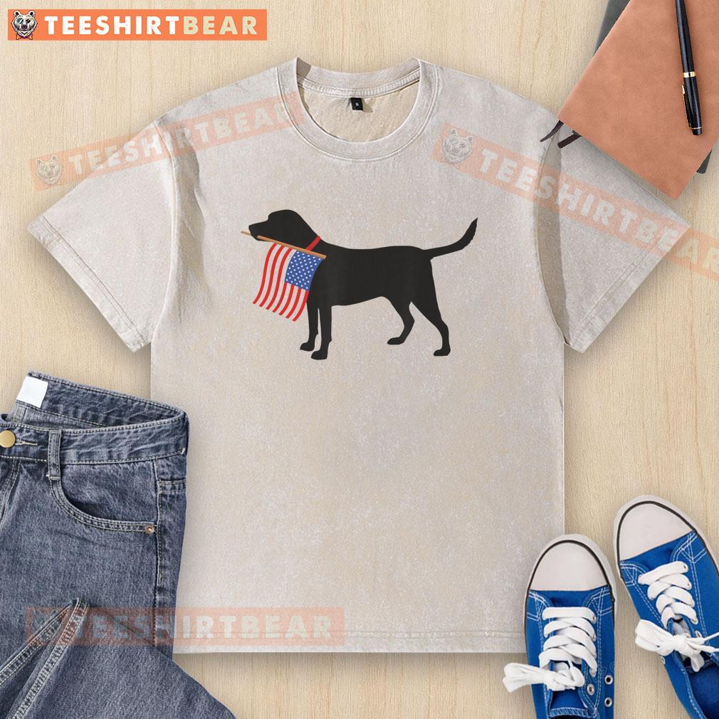 Awesome Patriotic Dog American Flag USA Fourth of July Pet Lovers Washed T-Shirt Awesome patriotic dog wearing an American flag t-shirt for Fourth of July, perfect for pet lovers celebrating USA.