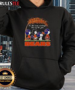 Awesome Peanuts It's The Most Wonderful Time Of The Year Chicago Bears football hoodie featuring festive design.