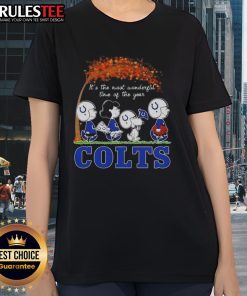 Alt Text: Awesome Peanuts tee for Indianapolis Colts fans, celebrating the most wonderful time of the year in style.