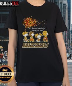 Awesome Peanuts Mizzou Tigers ladies tee featuring festive design, perfect for celebrating the most wonderful time of the year.