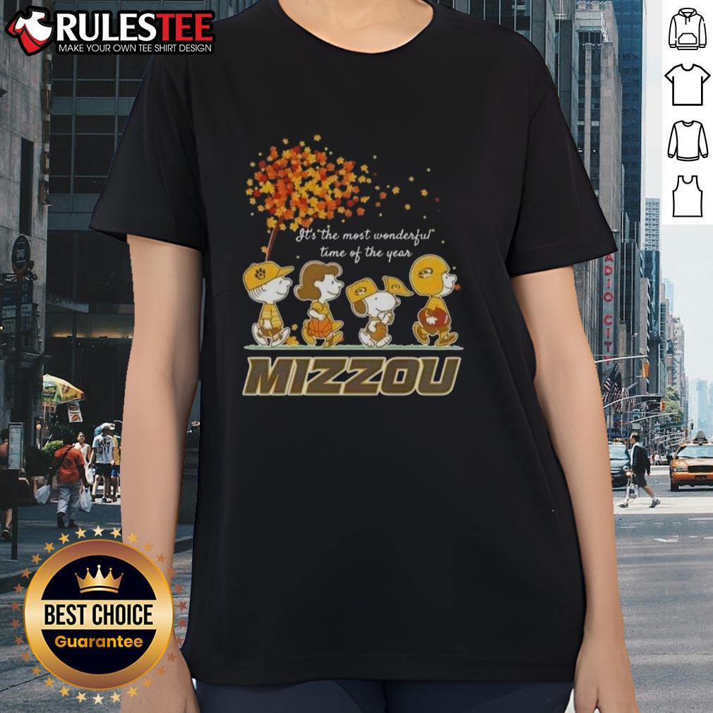 Awesome Peanuts It's The Most Wonderful Time Of The Year Mizzou Tigers Ladies-Tee Awesome Peanuts Mizzou Tigers ladies tee featuring festive design, perfect for celebrating the most wonderful time of the year.