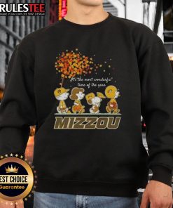 Alt Text: Cozy Mizzou Tigers sweatshirt featuring It's The Most Wonderful Time Of The Year design with awesome peanuts.