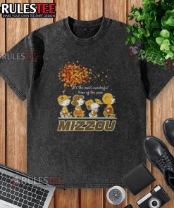 Awesome Peanuts Mizzou Tigers washed t-shirt featuring festive design for 'It's the Most Wonderful Time of the Year'.