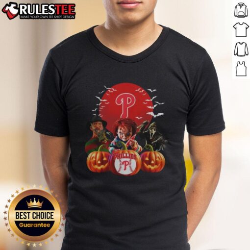 Awesome Philadelphia Phillies MLB horror movie Halloween t-shirt featuring spooky graphics and team logo for fans.