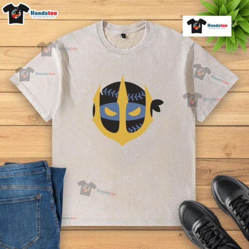Awesome pitching ninja tridents up design on a Seattle Mariners washed t-shirt, perfect for fans and collectors.