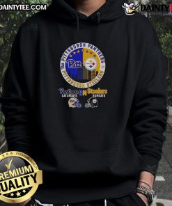 Alt Text: Awesome Pittsburgh Panthers Saturdays and Pittsburgh Steelers Sundays match day football logo hoodie design.