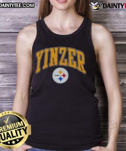 Awesome Pittsburgh Steelers Yinzer logo tank top featuring bold design for passionate fans and stylish summer wear.