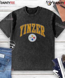 Awesome Pittsburgh Steelers Yinzer logo washed t-shirt, featuring a stylish design perfect for fans and casual wear.