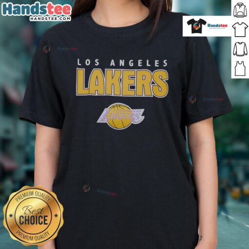 Awesome Premium Los Angeles Lakers Throwback Ladies Tee featuring classic team logo and vibrant colors for stylish fans.