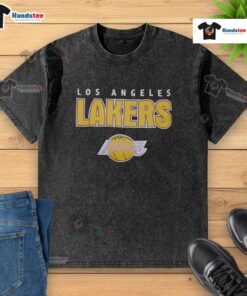 Alt Text: Awesome Premium Los Angeles Lakers Throwback Washed T-Shirt featuring vintage logo and stylish design for fans.