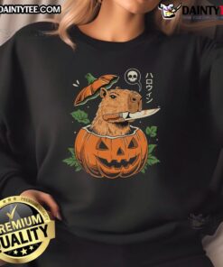 Awesome Pumpkin Capybara Slayer Sweatshirt featuring a vibrant pumpkin design and playful capybara illustration.