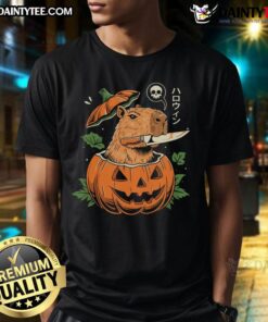 Awesome Pumpkin Capybara Slayer T-Shirt featuring a playful capybara and vibrant pumpkin design for animal lovers.