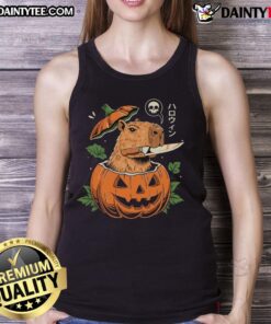 Awesome Pumpkin Capybara Slayer Tank Top featuring a playful capybara design and vibrant autumn colors.