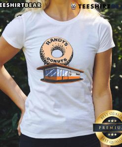 Awesome Randy's Donut Shop ladies tee featuring a vibrant donut graphic and stylish design, perfect for donut lovers.