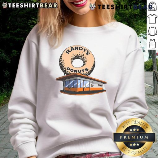 Awesome Randy's Donut Shop sweatshirt featuring a colorful donut graphic and cozy design, perfect for donut lovers.