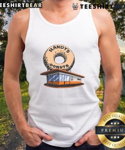 Awesome Randy's Donut Shop tank top featuring a vibrant donut graphic and trendy design, perfect for donut lovers.