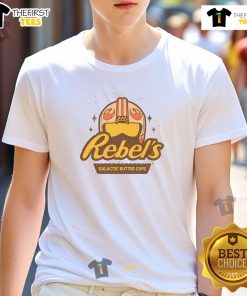 Alt Text: Awesome Rebel's Galactic Butter Cups T-Shirt featuring a vibrant graphic design inspired by space and adventure.