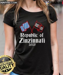 Awesome Republic of Zinzinnati 2025 Ladies Tee showcasing vibrant design and comfortable fit for casual wear.