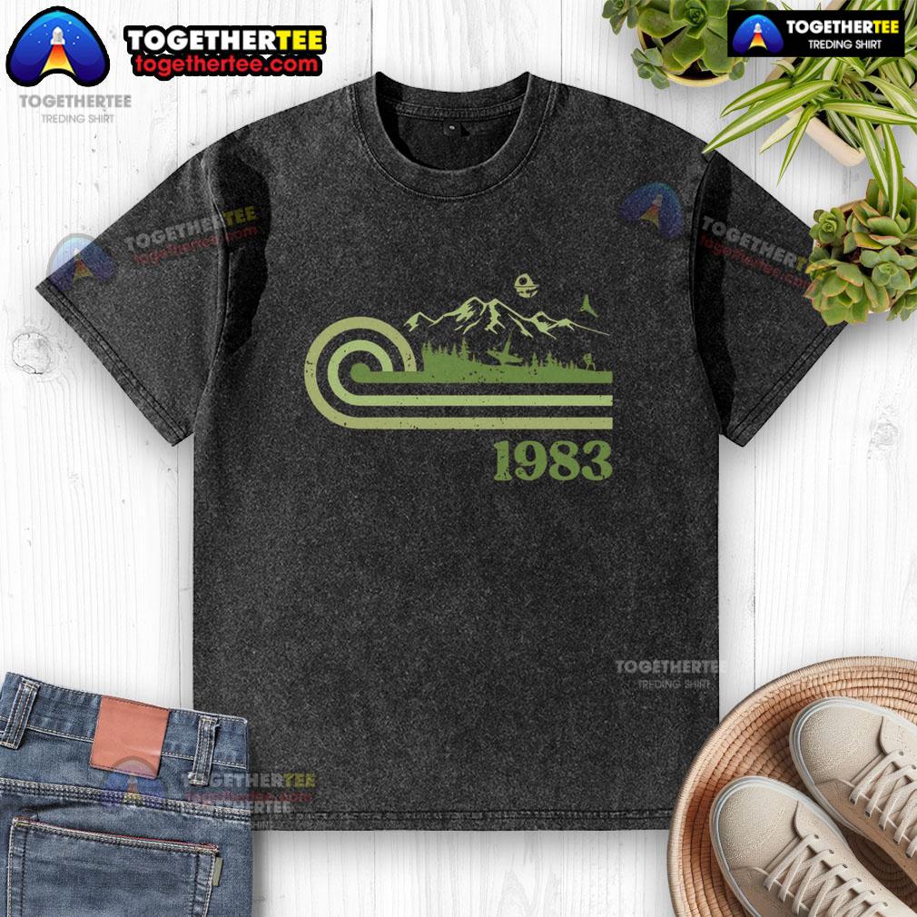 Awesome Retro Vintage Forest Moon 1983 Washed T Shirt