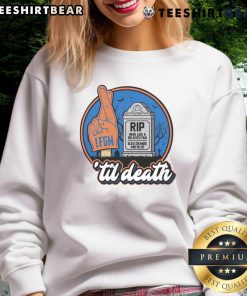 Alt Text: Awesome Rip Here Lies A Beloved Fan Bled Orange And Blue Til Death Sweatshirt for passionate sports fans.