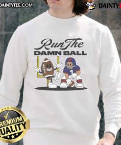 Awesome Run The Damn Ball sweatshirt in navy blue, featuring bold white text, perfect for sports enthusiasts and casual wear.