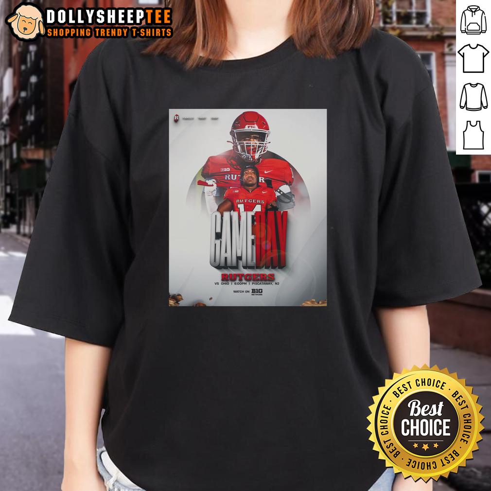 Awesome Rutgers Scarlet Knights Football Gameday Vs Ohio Ladies Tee Rutgers Scarlet Knights football gameday ladies tee featuring vibrant team colors, perfect for cheering against Ohio.