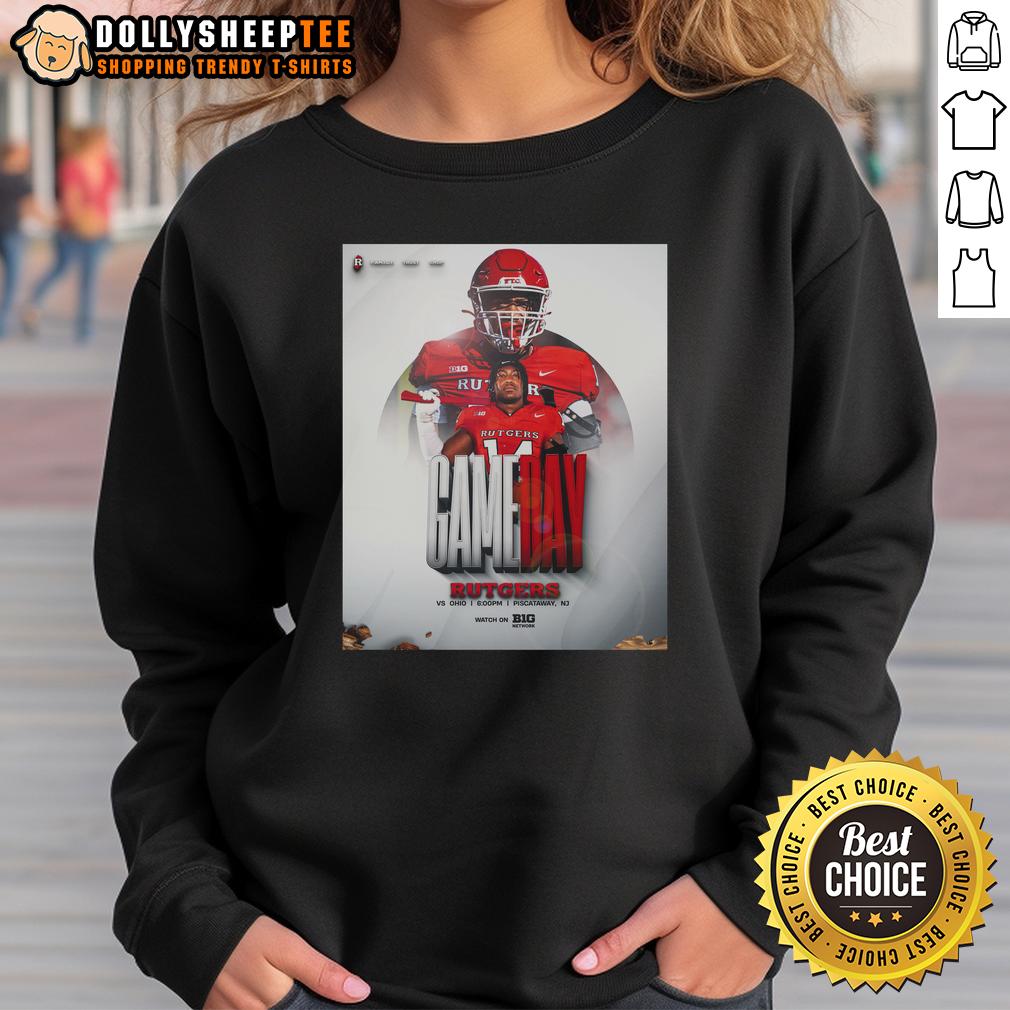 Awesome Rutgers Scarlet Knights Football Gameday Vs Ohio Sweatshirt Alt Text: Rutgers Scarlet Knights football gameday sweatshirt featuring bold team logo, perfect for cheering against Ohio.