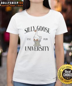 Alt Text: Awesome Silly Goose University Est 1920 Ladies Tee in stylish design, perfect for college spirit and casual wear.