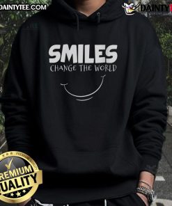 Awesome Smiles Change The World Hoodie featuring a vibrant design promoting positivity and joy in everyday wear.