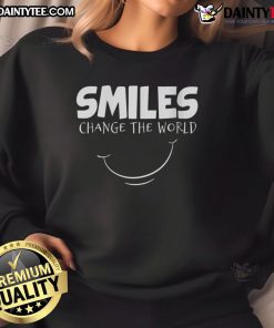 Alt Text: Awesome Smiles Change The World Sweatshirt featuring vibrant design and cozy fit, perfect for spreading positivity.