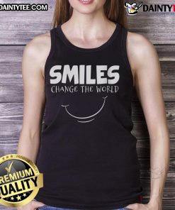 Awesome Smiles Change The World Tank Top featuring a vibrant design and cheerful message for positive vibes.