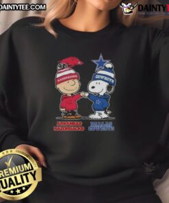 Awesome Snoopy and Charlie Brown Arkansas Razorbacks X Dallas Cowboys sweatshirt featuring vibrant graphics and cozy design.