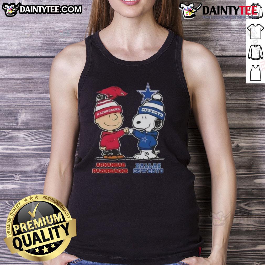 Awesome Snoopy And Charlie Brown Arkansas Razorbacks X Dallas Cowboys Tank Top Awesome Snoopy and Charlie Brown tank top featuring Arkansas Razorbacks and Dallas Cowboys design, perfect for fans.
