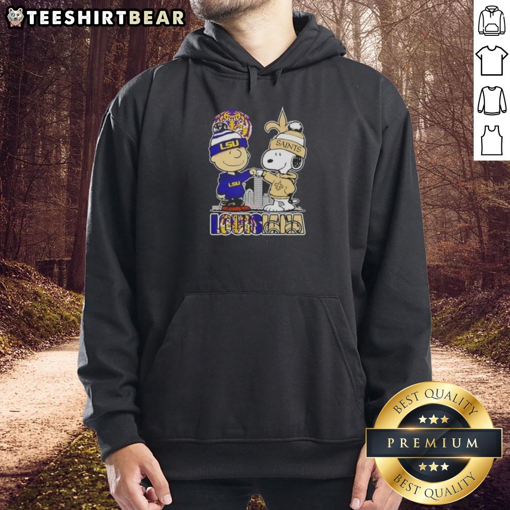 Awesome Snoopy and Charlie Brown Louisiana LSU Tigers x New Orleans Saints Skyline Hoodie Awesome Snoopy and Charlie Brown hoodie featuring LSU Tigers and New Orleans Saints skyline design.