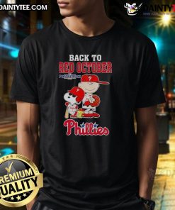 Awesome Snoopy and Friends Philadelphia Phillies Back To Red October Postseason 2025 T-Shirt featuring vibrant graphics.