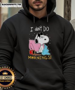 Awesome Snoopy I Don't Do Mornings hoodie featuring a playful Snoopy design, perfect for cozy, casual wear.